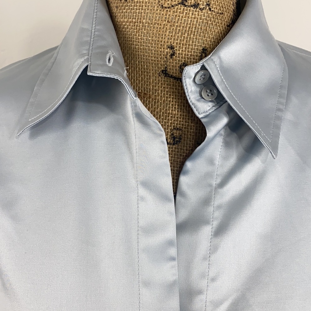 BCBG Pearl Gray Puffy Sleeve Blouse - Picture 3 of 13